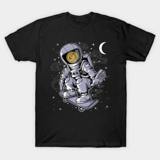 Astronaut Skate Dogecoin DOGE Coin To The Moon Crypto Token Cryptocurrency Blockchain Wallet Birthday Gift For Men Women Kids T-Shirt